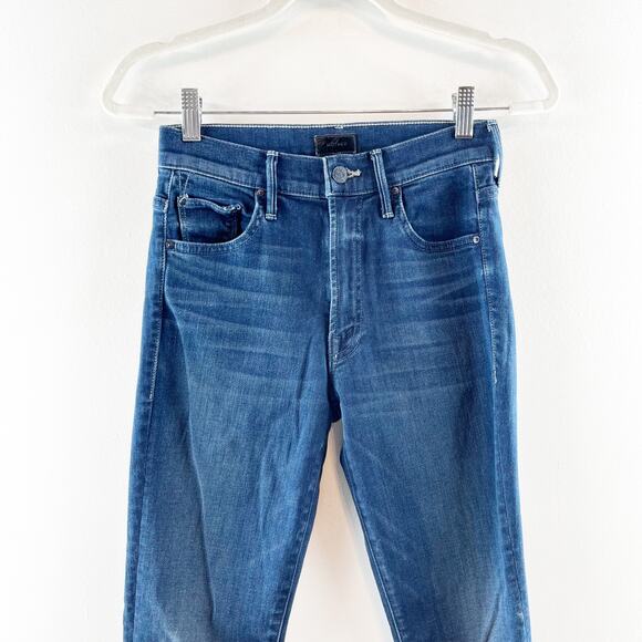 Mother The Insider Crop Step Fray High Rise Jeans Good For You Blue 26 - Picture 7 of 13
